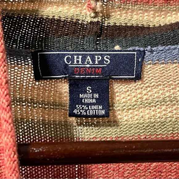 CHAPS Denim Womens Size S Linen Blend Cardigan Southwestern Striped Knit Sweater - Picture 3 of 16